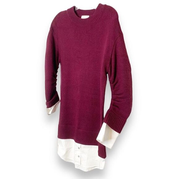 Cinq à Sept Santina Dress Burgundy Red Shirt Sleeves/Hem Sweater Dress Womens XS - Picture 6 of 14